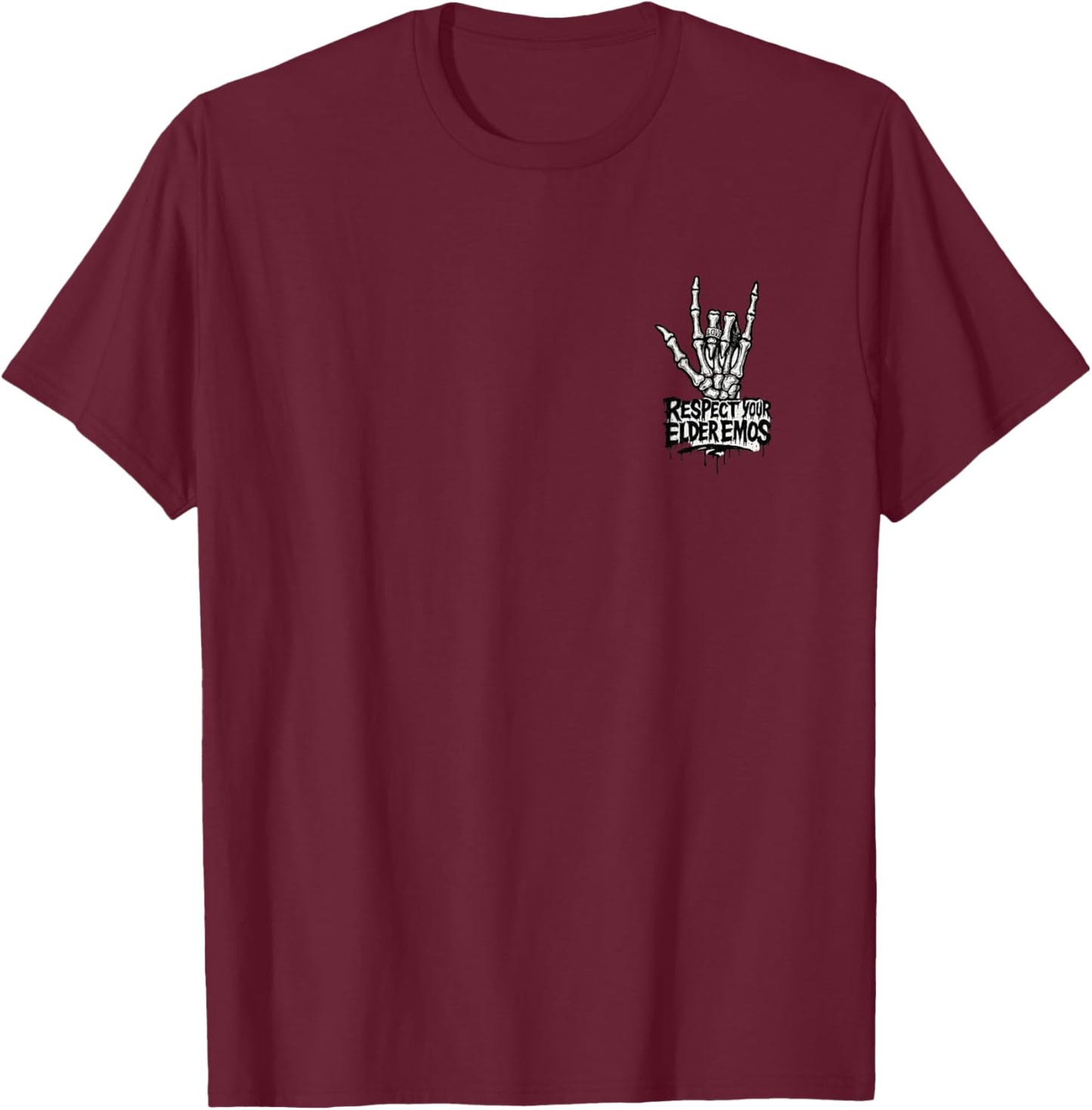 Vintage Respect Your Elder Emos Cool Classic Skelton Love T-Shirt - T-Shirt | Maroon