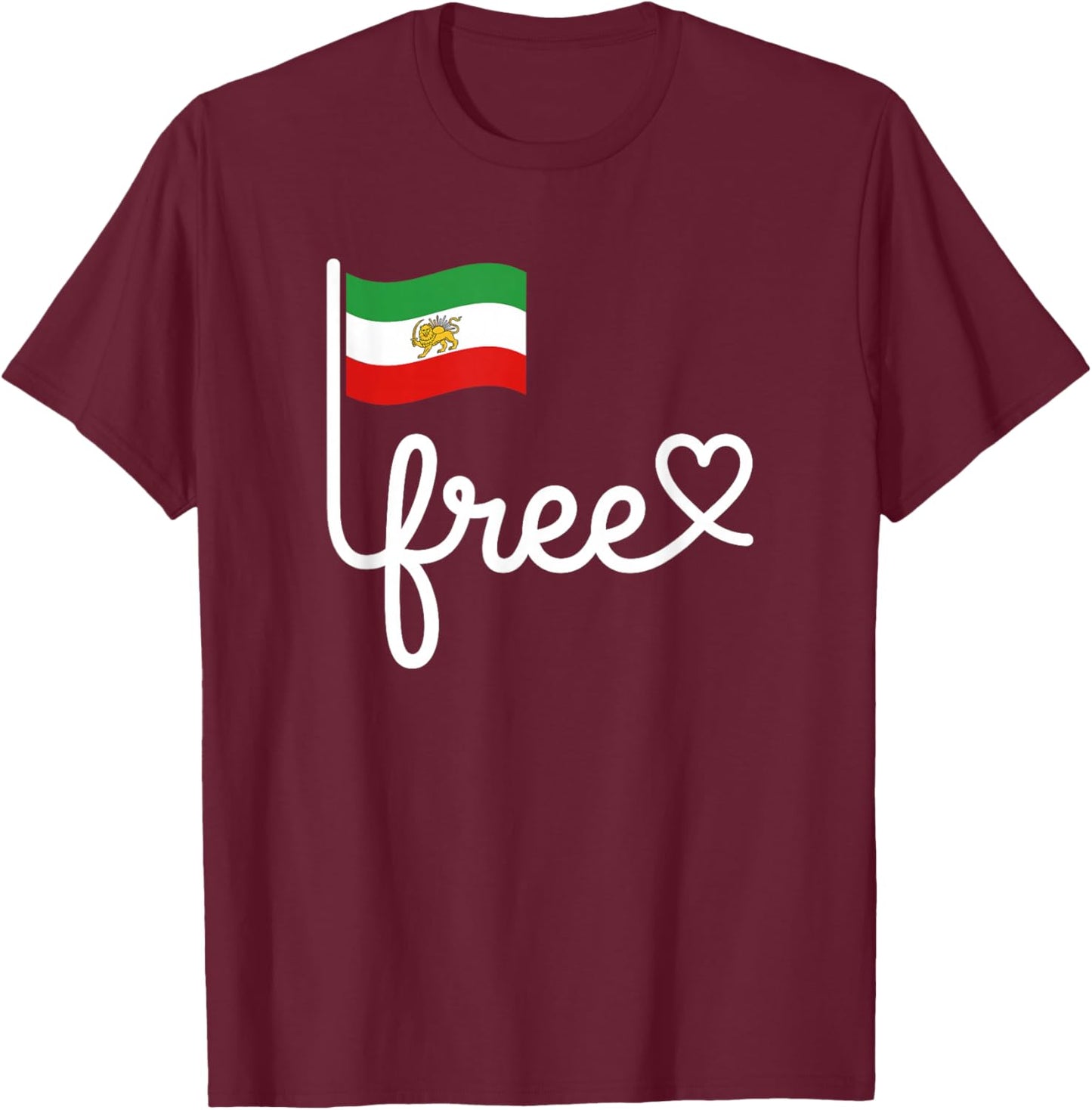 Free Iran T Iranian Flag Lion T-Shirt - T-Shirt | Maroon