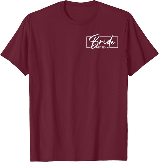 Bride Est. 2026 Married Wedding Engagement Getting Ready T-Shirt - T-Shirt | Maroon