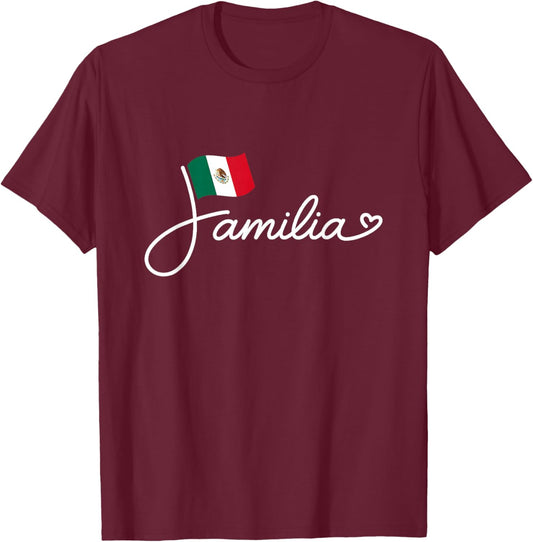 Mexico Familia - Mexican Flag Family Heritage Word Art T-Shirt - T-Shirt | Maroon