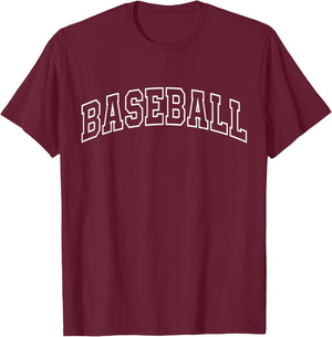Baseball Funny Athletic Lettering Team Player Coach T-Shirt - T-Shirt | Maroon