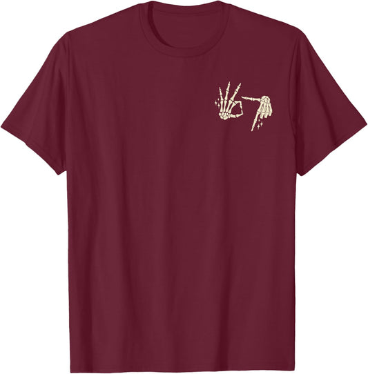 (2 Sided) 67 Skeleton Hand Six Seven Gen Alpha Halloween T-Shirt - T-Shirt | Maroon