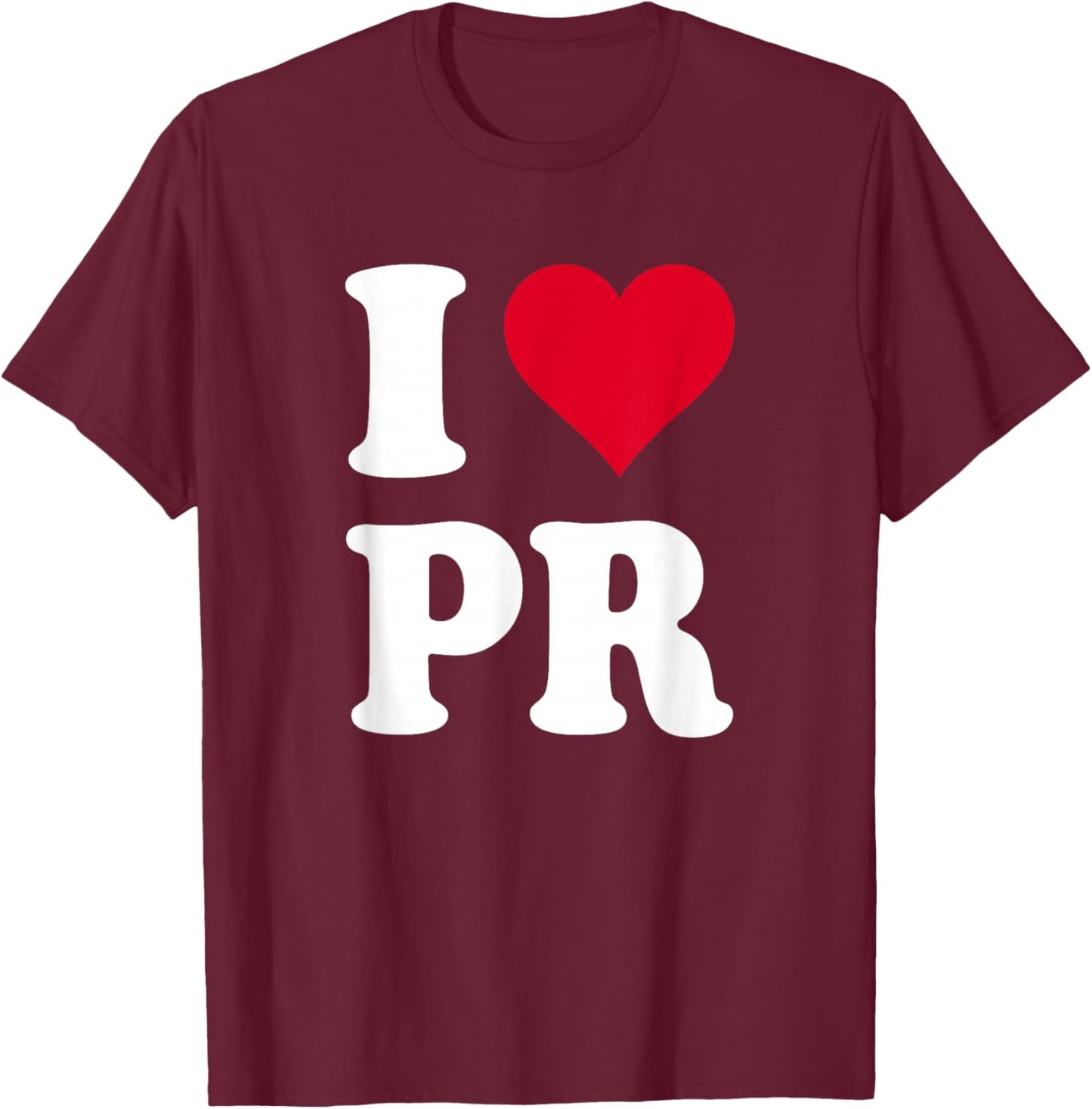 Red Heart I Love PR T-Shirt - T-Shirt | Maroon