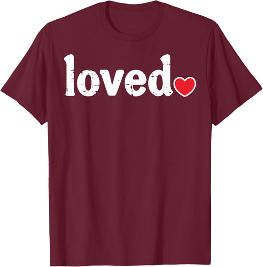 Valentines Day Loved Heart Cute Boys Girls Kids Women Men T-Shirt - T-Shirt | Maroon