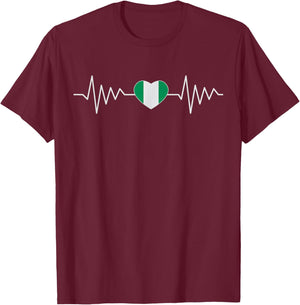 Nigeria Proud Heritage Heart National Nigerian Flag Roots T-Shirt - T-Shirt | Maroon