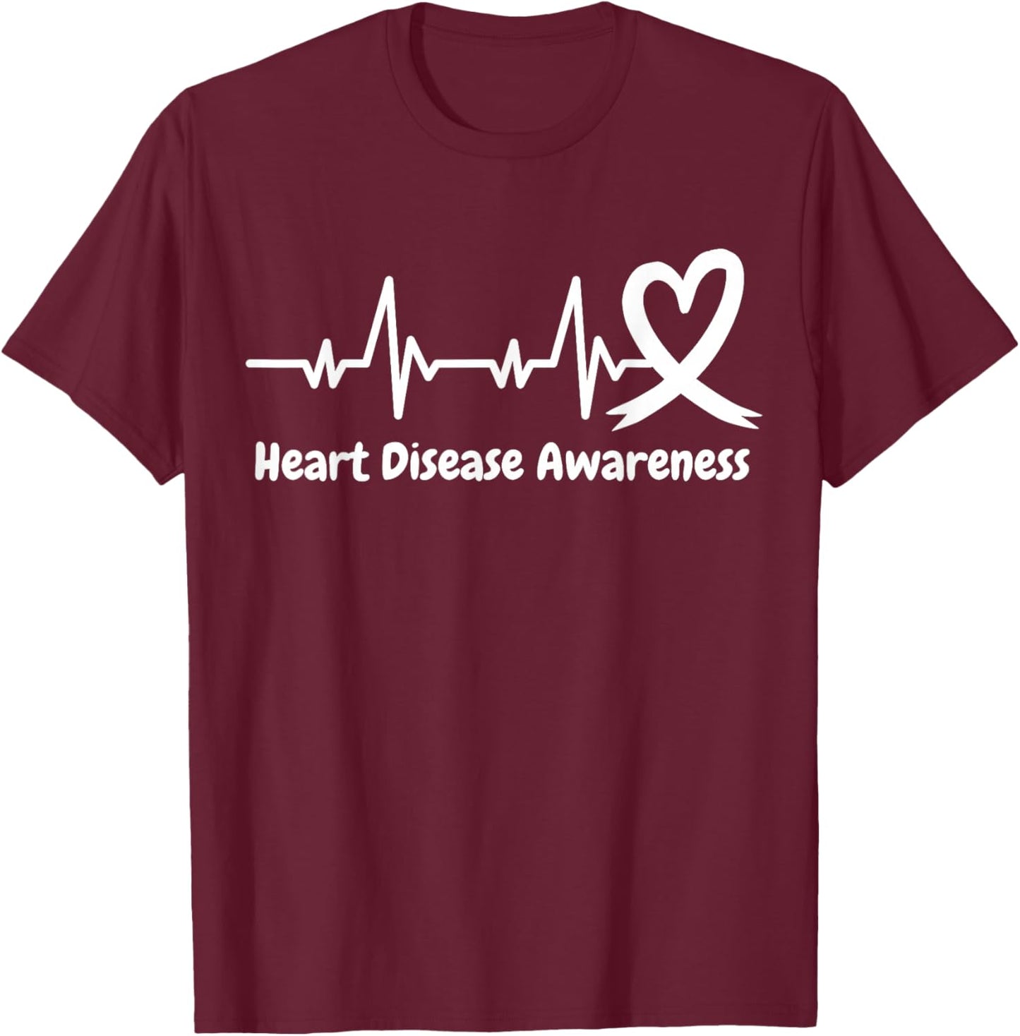 Heart Disease Awareness Go Red in February Health Red Heart T-Shirt - T-Shirt | Maroon