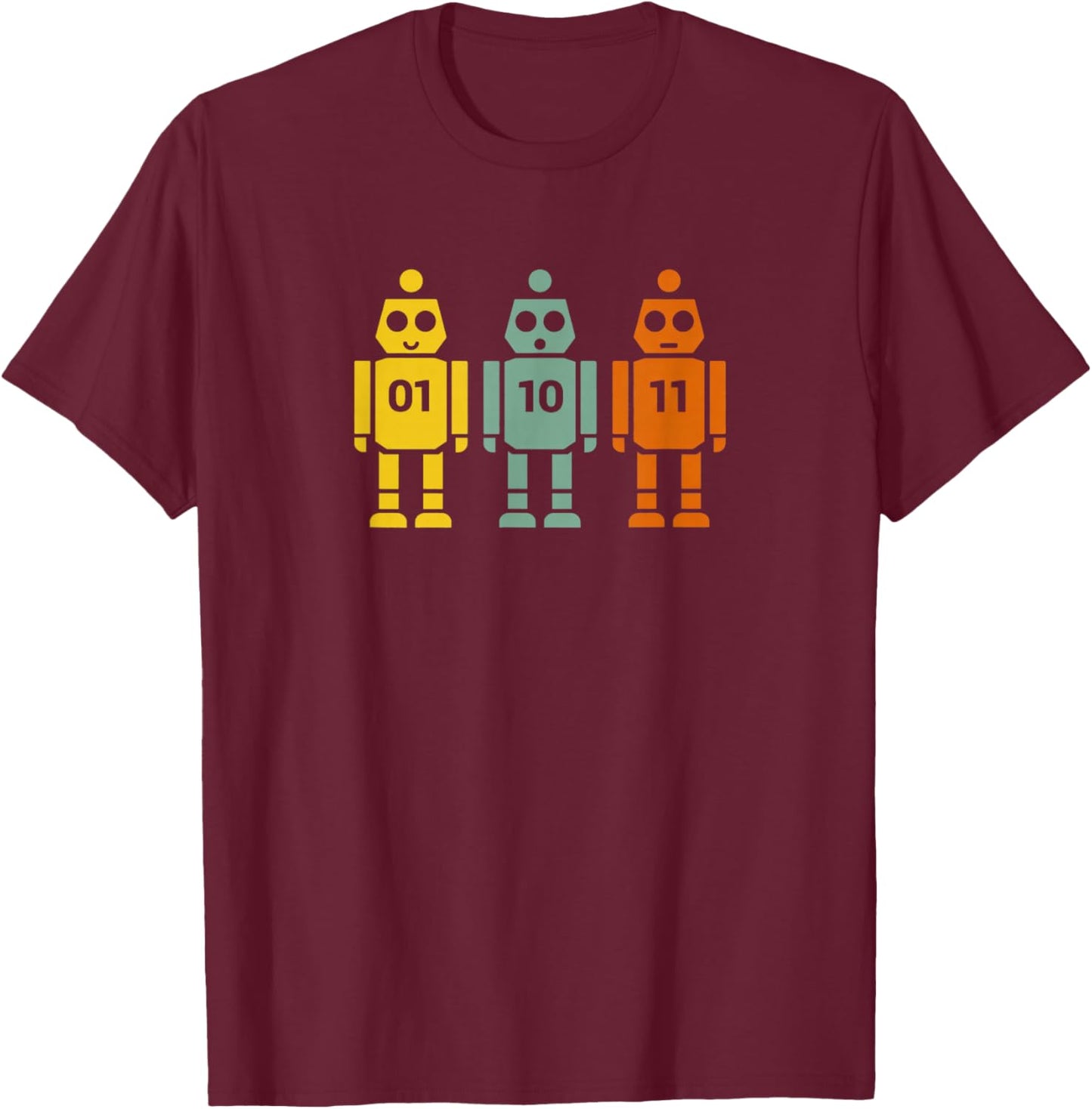 01 10 11 Robot T-Shirt - T-Shirt | Maroon