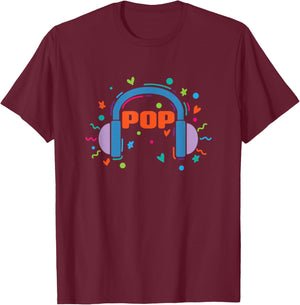 Pop Music with Headphones Singer Stars T-Shirt - T-Shirt | Maroon
