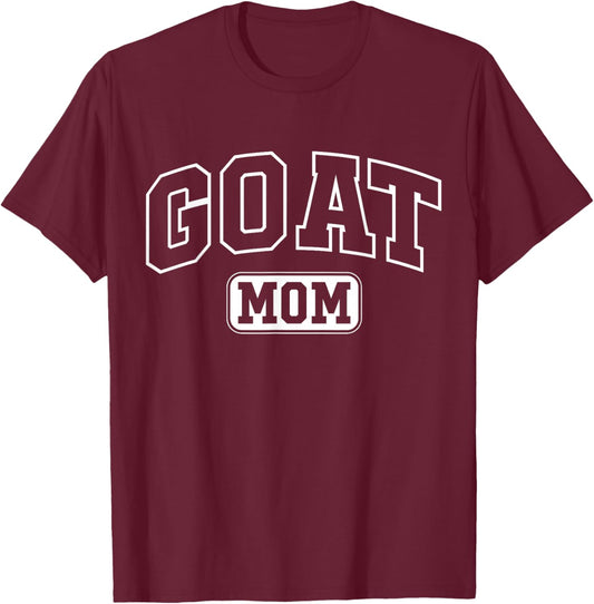 Goat Mom Funny Athletic Lettering Pet Owner Mama T-Shirt - T-Shirt | Maroon