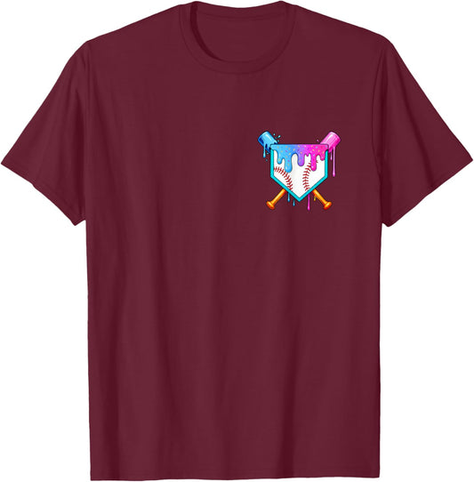 Dripping Baseball Pocket Respect The Drip Boys Baseball T-Shirt - T-Shirt | Maroon