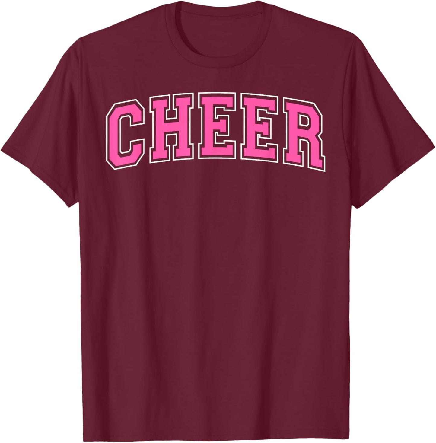 Cheer Varsity Pink and White Cheerleader Cheerleading T-Shirt - T-Shirt | Maroon