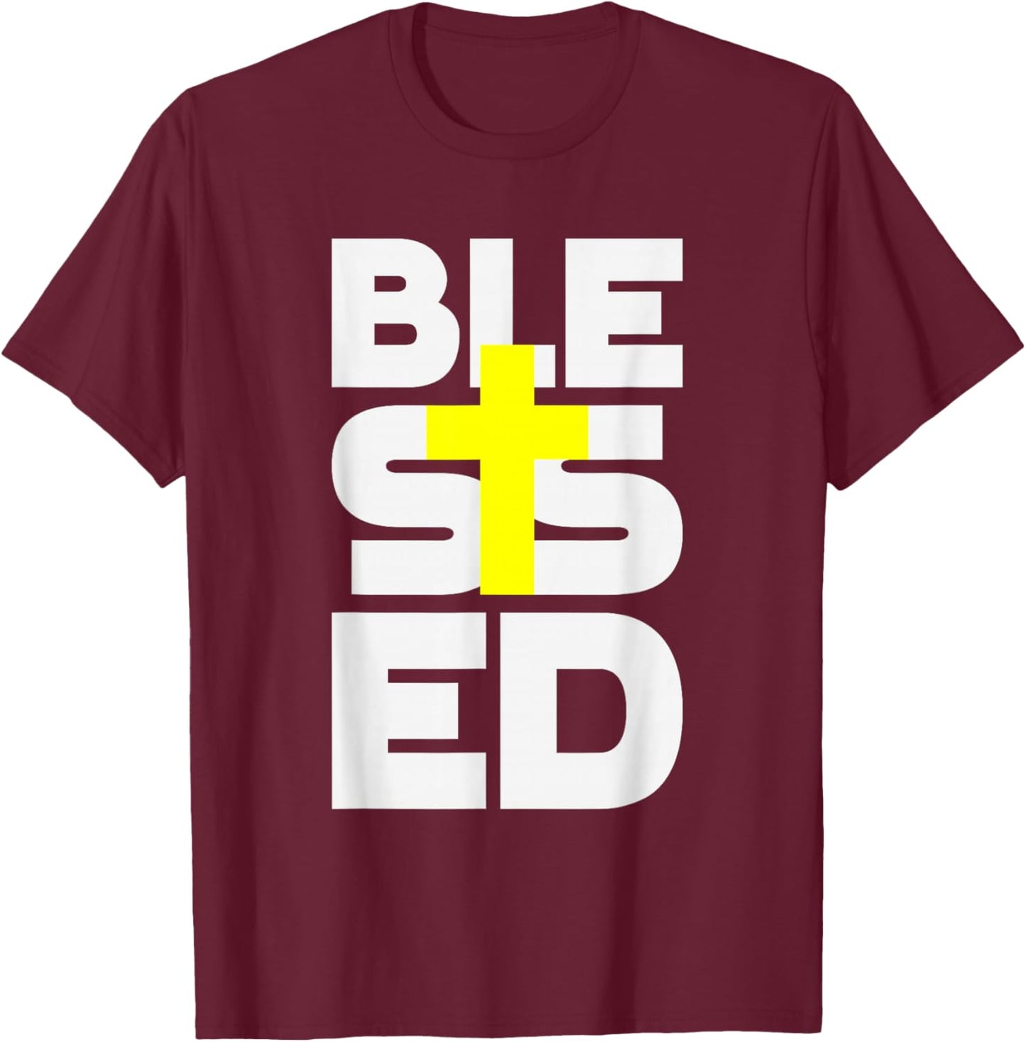 Blessed Cross Christian Faith Religious Design Women Men Kid T-Shirt - T-Shirt | Maroon