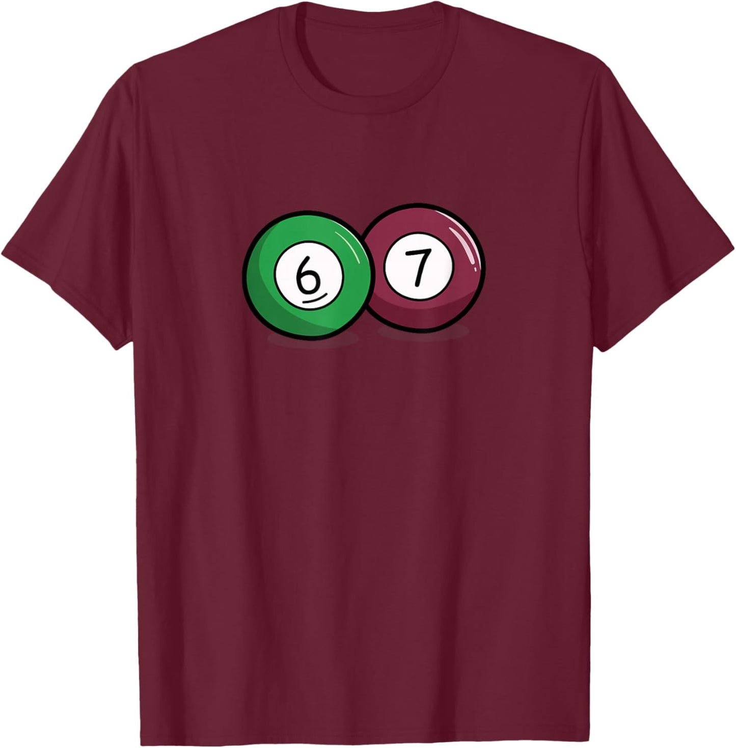 Funny 6 7 Meme Pool Billiard Balls T-Shirt - T-Shirt | Maroon
