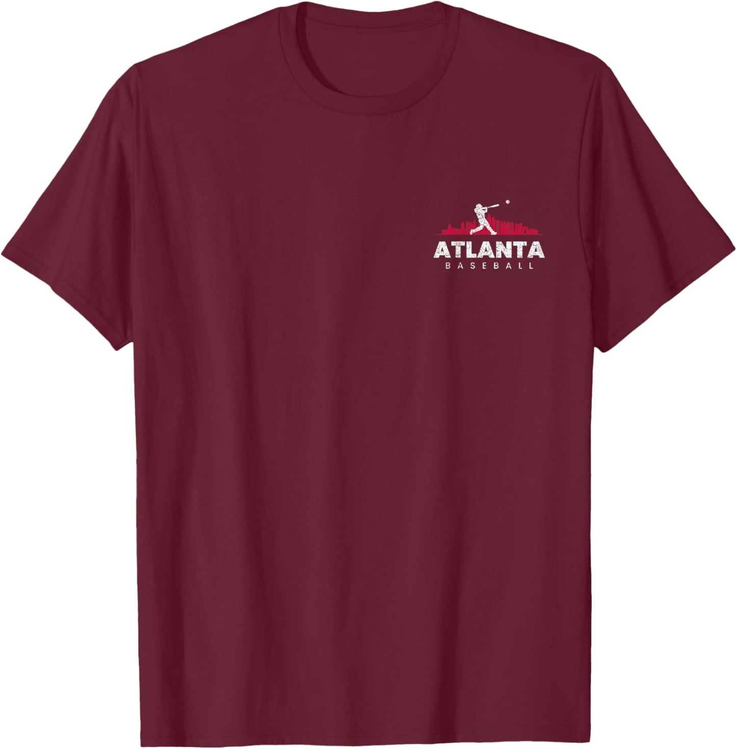 Atlanta Baseball Vintage Player Minimalist Skyline Retro T-Shirt - T-Shirt | Maroon