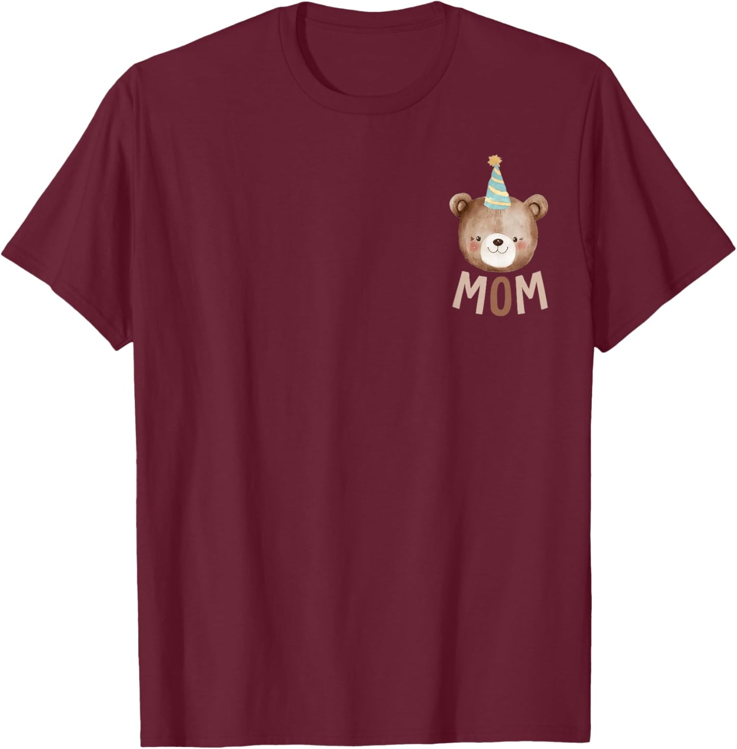 Mom Teddy Bear 1st Birthday Boy Girl Family Matching Party T-Shirt - T-Shirt | Maroon
