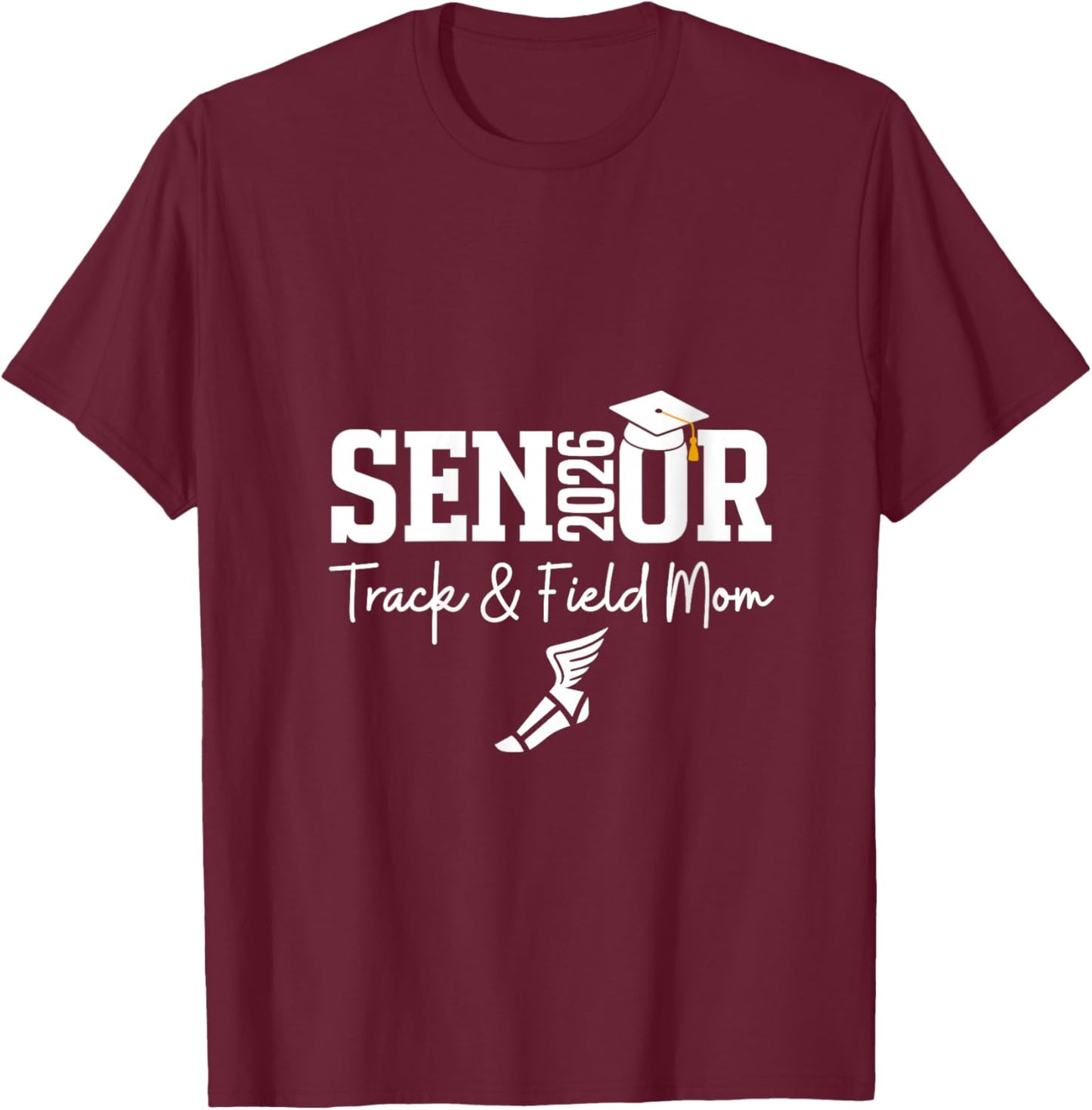 Women's Track & Field Senior Mom Class of 2026 Graduation 26 V-Neck T-Shirt - T-Shirt | Maroon