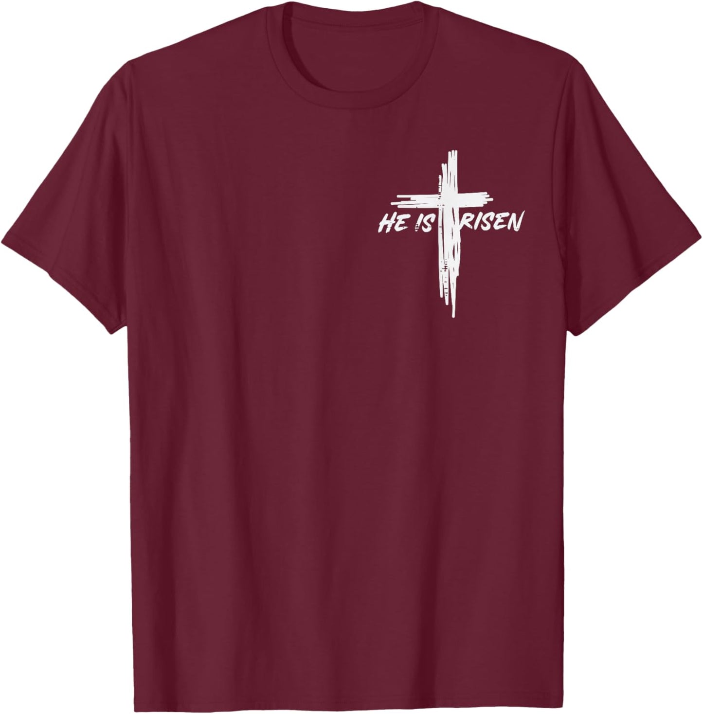 Easter He is Risen Cross Pocket Christian Men Women Kids T-Shirt - T-Shirt | Maroon