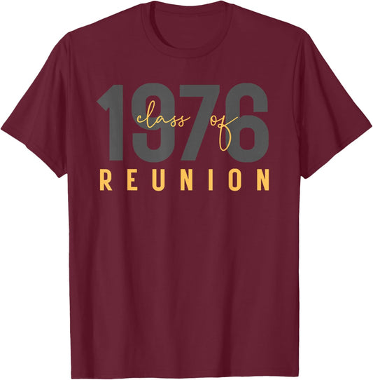 Classic Retro Vintage Class of 1976 Reunion 50th Graduation T-Shirt - T-Shirt | Maroon