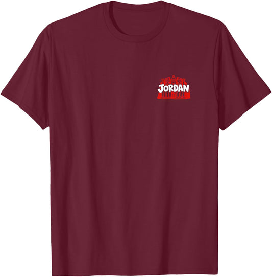 Jordan Minimalist Badge Patch Travel Souvenir T-Shirt - T-Shirt | Maroon