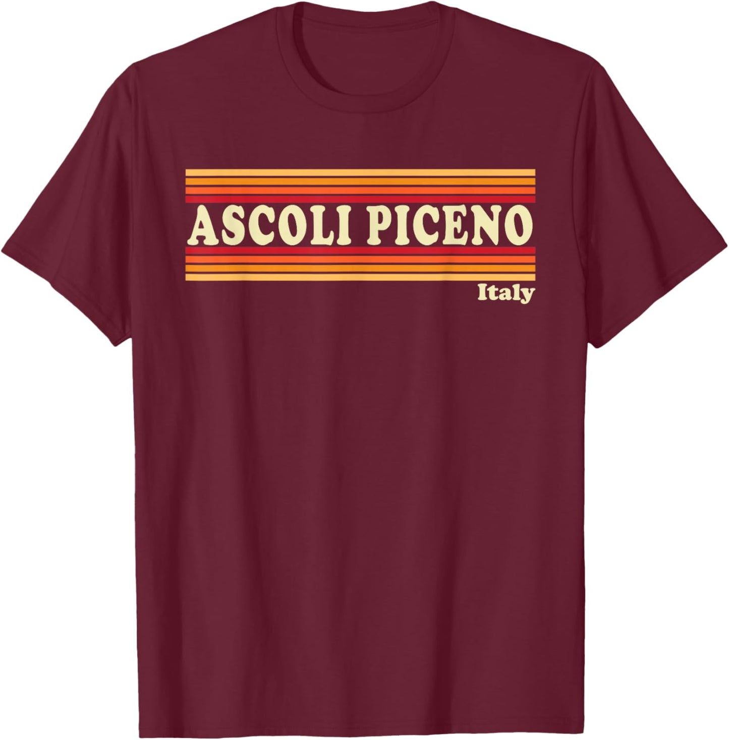 Vintage 80s Ascoli Piceno Italy Retro Graphic T-Shirt - T-Shirt | Maroon