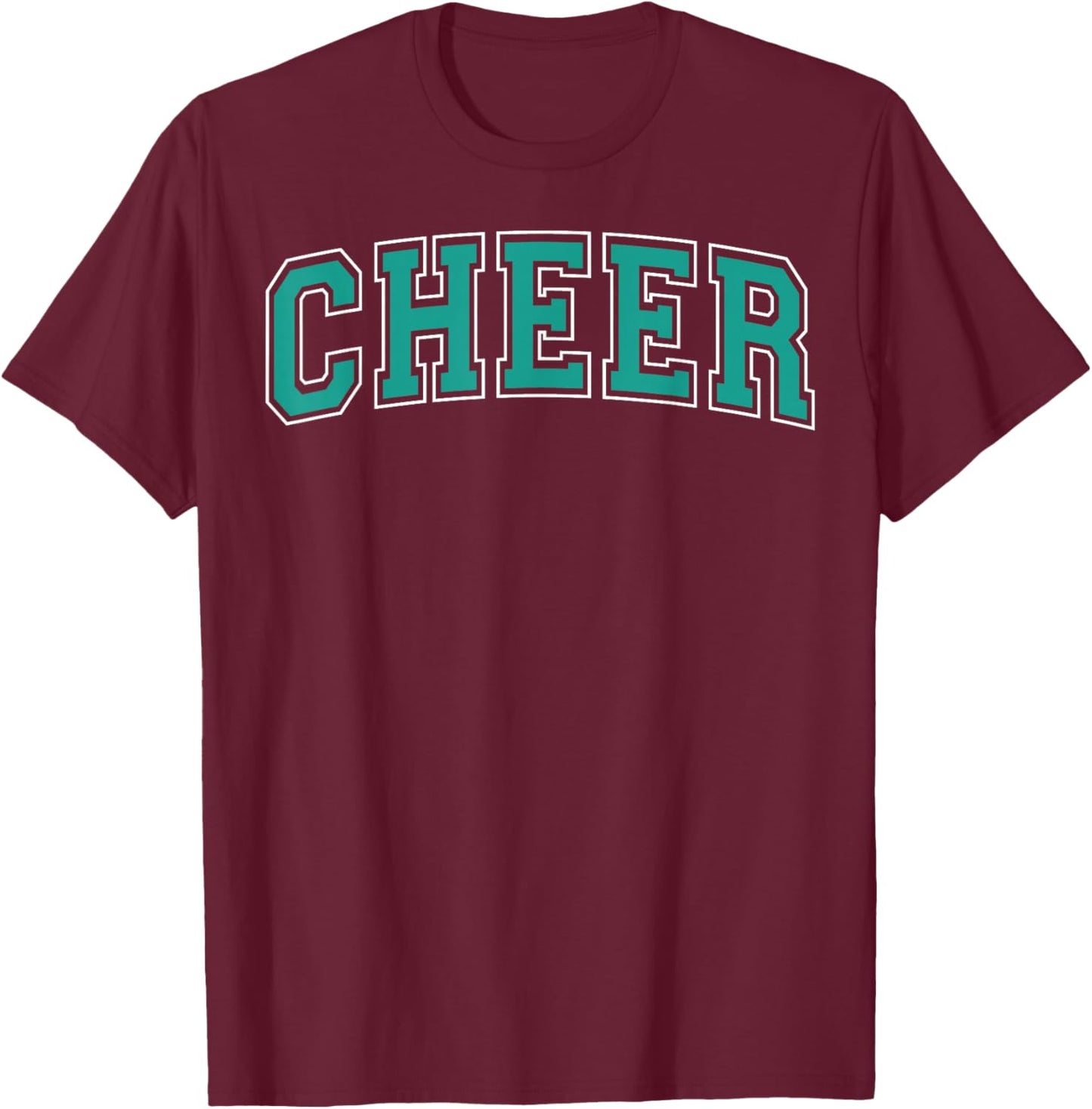 Cheer Varsity Teal and White Cheerleader Cheerleading T-Shirt - T-Shirt | Maroon