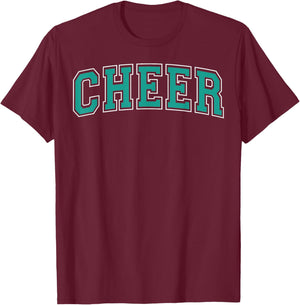 Cheer Varsity Teal and White Cheerleader Cheerleading T-Shirt - T-Shirt | Maroon
