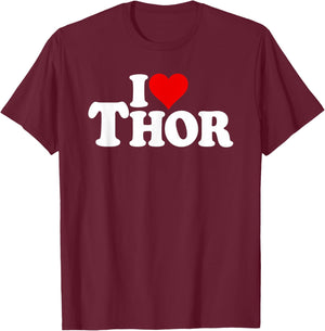I Love Heart Thor Name ON A T-Shirt - T-Shirt | Maroon