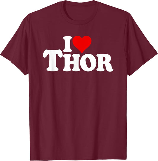 I Love Heart Thor Name ON A T-Shirt - T-Shirt | Maroon