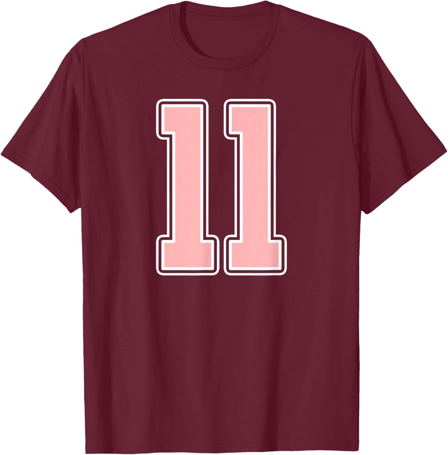 Cute Pink and White Number 11 Jersey Player Uniform #11 Fan T-Shirt - T-Shirt | Maroon