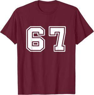 Six Seven 6 7 Meme 67 T-Shirt - T-Shirt | Maroon