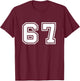 Six Seven 6 7 Meme 67 T-Shirt - T-Shirt | Maroon