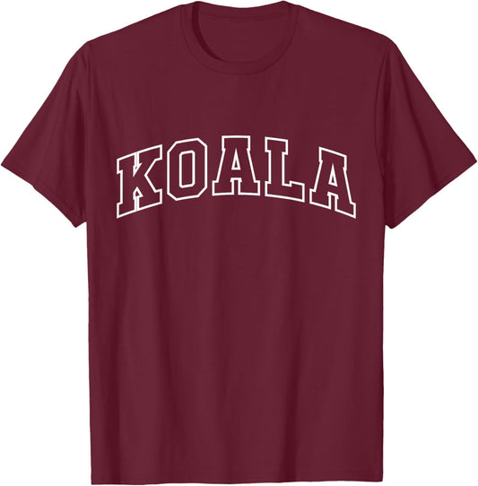 Koala Funny Athletic Lettering Costume Animal Lover T-Shirt - T-Shirt | Maroon