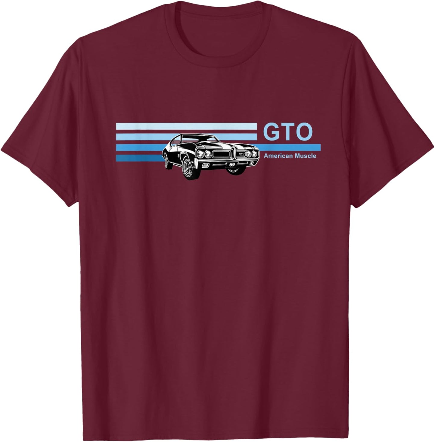 Vintage 1969 GTO, Classic Cars, American Muscle CAR Art, Blu T-Shirt - T-Shirt | Maroon