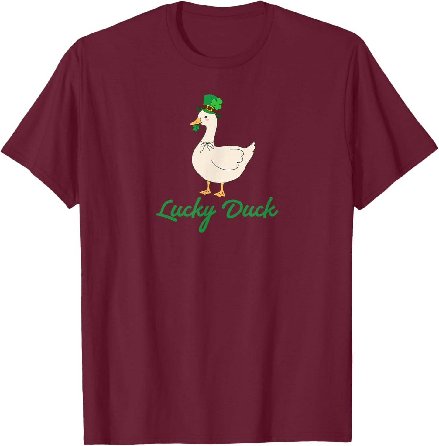 Lucky Duck Happy St.Patrick's Day Shamrock Irish Ireland T-Shirt - T-Shirt | Maroon
