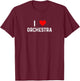 I Love Orchestra - Heart Music Flute Cello Violin Viola T-Shirt - T-Shirt | Maroon
