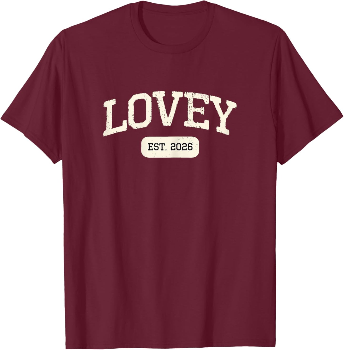 New Lovey Est 2026 1st First Time Pregnancy Announcement T-Shirt - T-Shirt | Maroon
