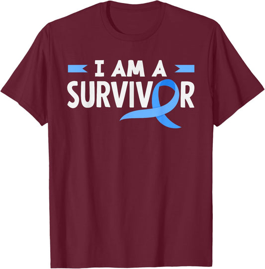 Survivor Wear Blue Colorectal Cancer Support T-Shirt - T-Shirt | Maroon