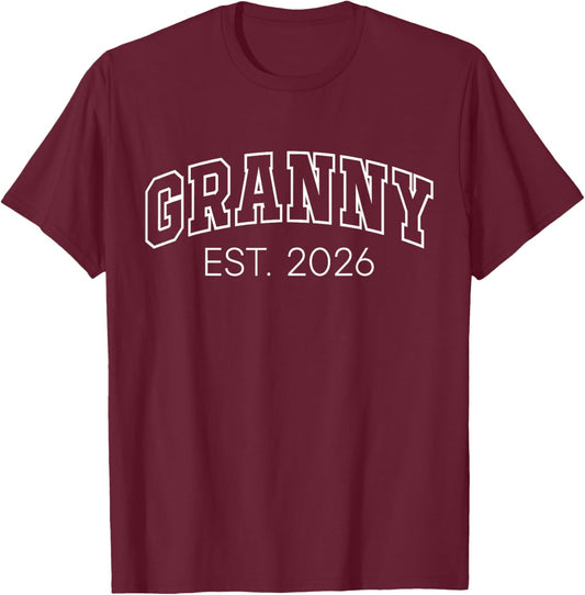 Promoted to Granny Est 2026 First Time Grandma to Be Nana T-Shirt - T-Shirt | Maroon