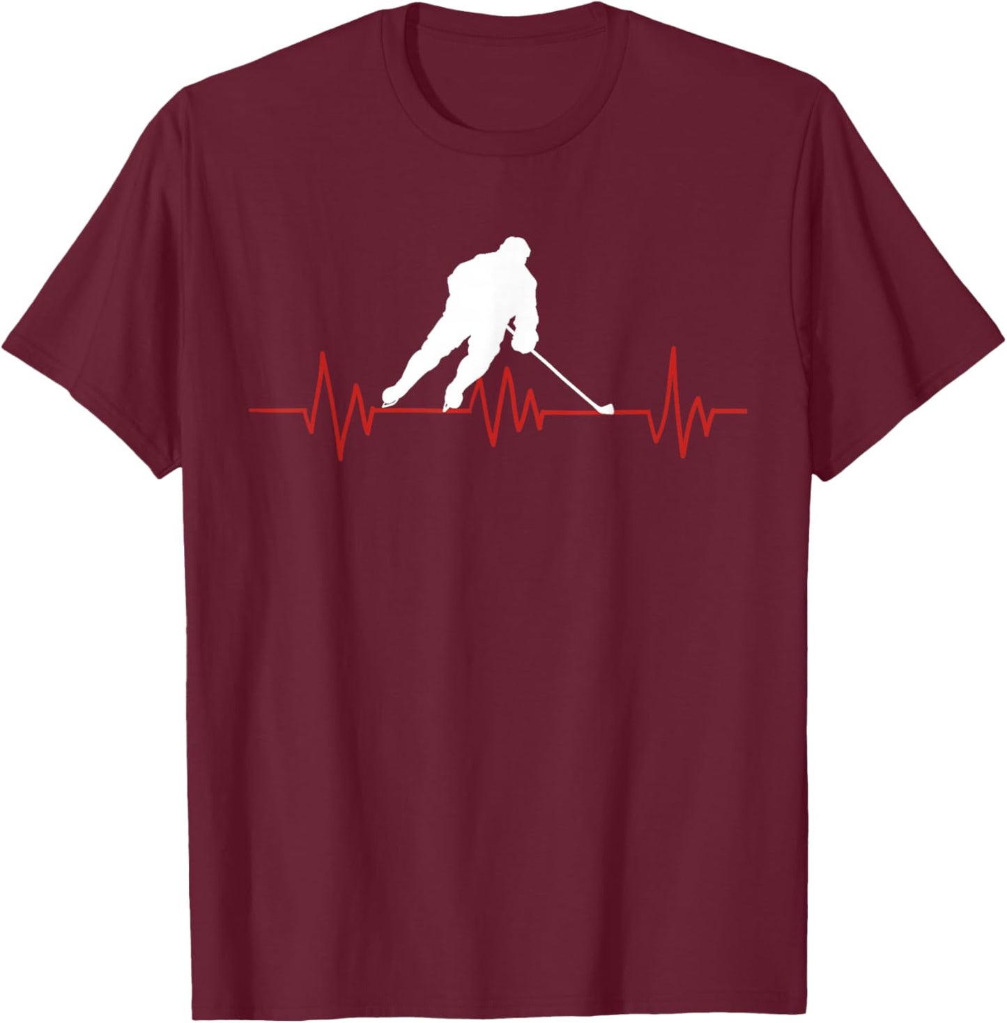 Ice Hoceky EKG Hockey Heartbeat T-Shirt - T-Shirt | Maroon