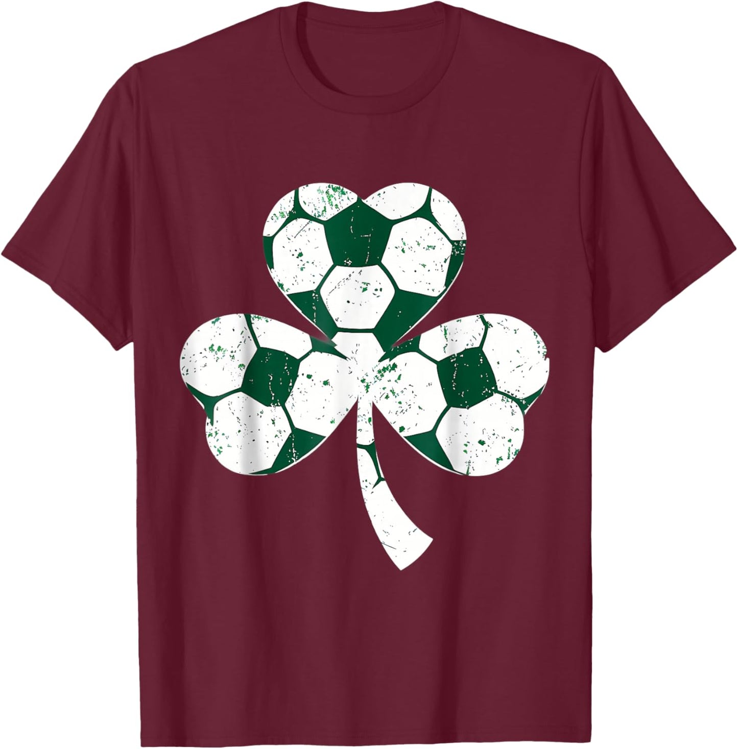 Soccer St Patricks Day Boys Girls Men Women Shamrock Green T-Shirt - T-Shirt | Maroon