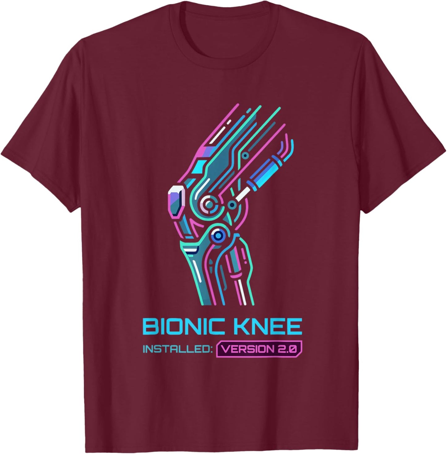 Post Op Knee Surgery Bionic Knee Replacement Recovery T-Shirt - T-Shirt | Maroon