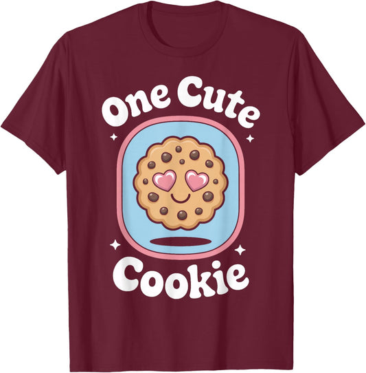 One Cute Cookie Lovers Baking Pastry Humor T-Shirt - T-Shirt | Maroon