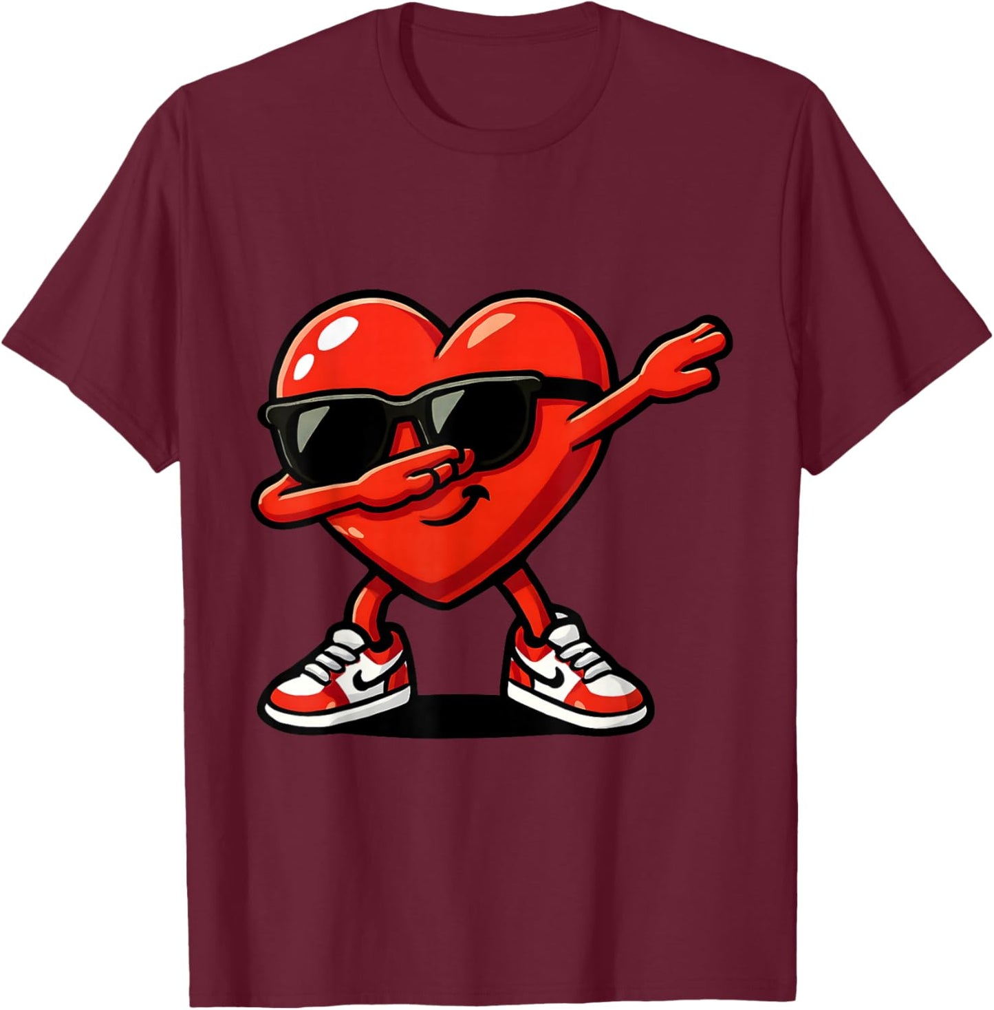 Valentine’s Day Dabbing Heart for Boys Girls Kids T-Shirt - T-Shirt | Maroon