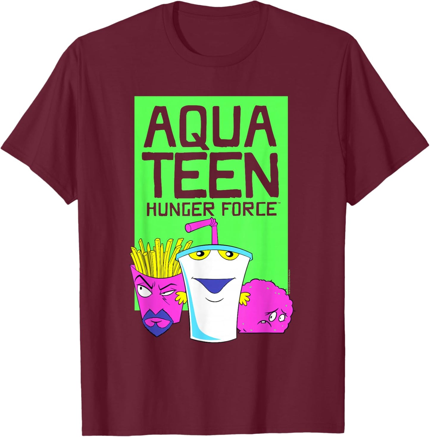 ATHF Neon Color Character Group Funny Cartoon T-Shirt - T-Shirt | Maroon