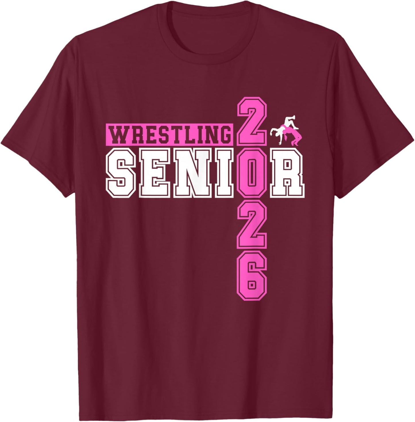 Wrestling Senior Girls Wrestling Senior 2026 Graduation T-Shirt - T-Shirt | Maroon