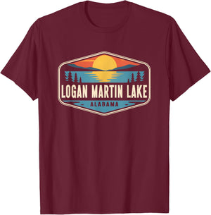Logan Martin Lake Alabama Outdoors Vintage T-Shirt - T-Shirt | Maroon