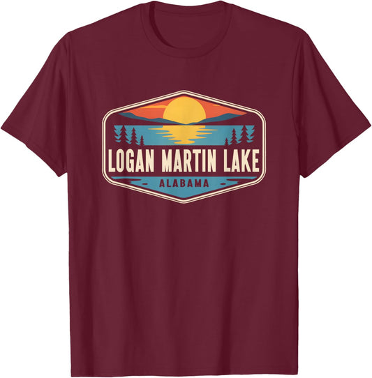 Logan Martin Lake Alabama Outdoors Vintage T-Shirt - T-Shirt | Maroon