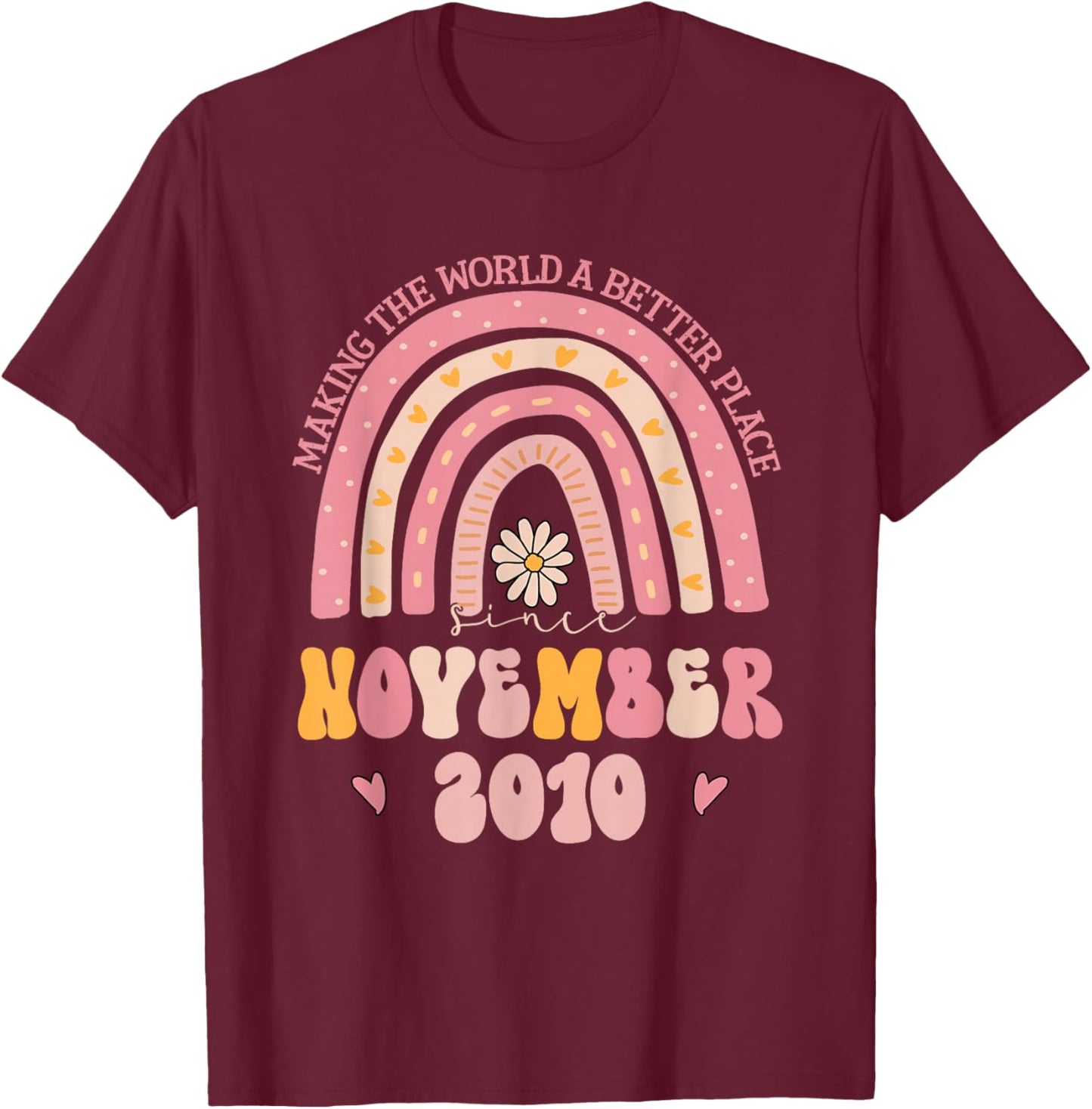 Turning 15 Retro November 2010 15th Birthday T-Shirt - T-Shirt | Maroon