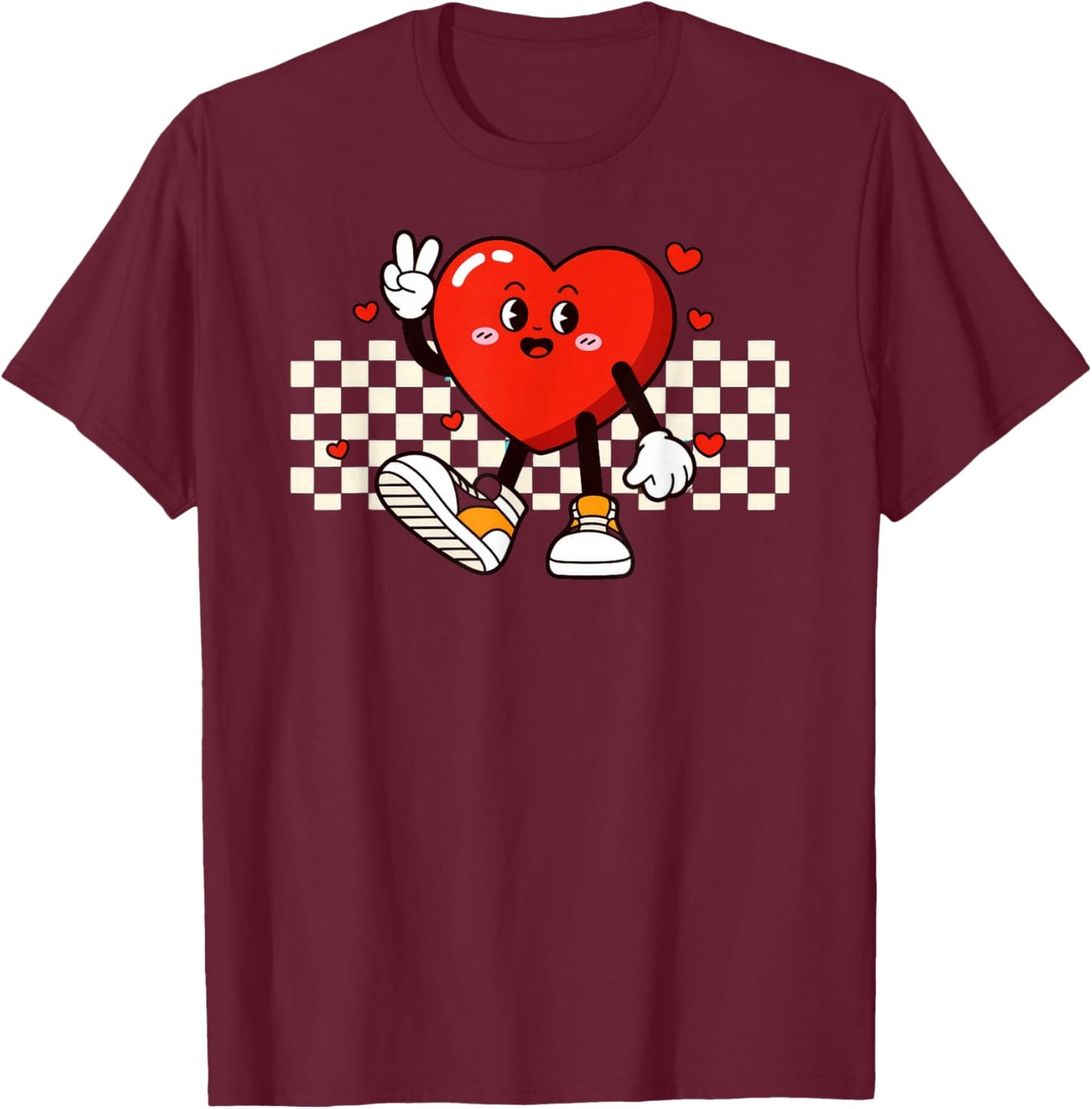 Valentine Heart Peace Hand T-Shirt - T-Shirt | Maroon