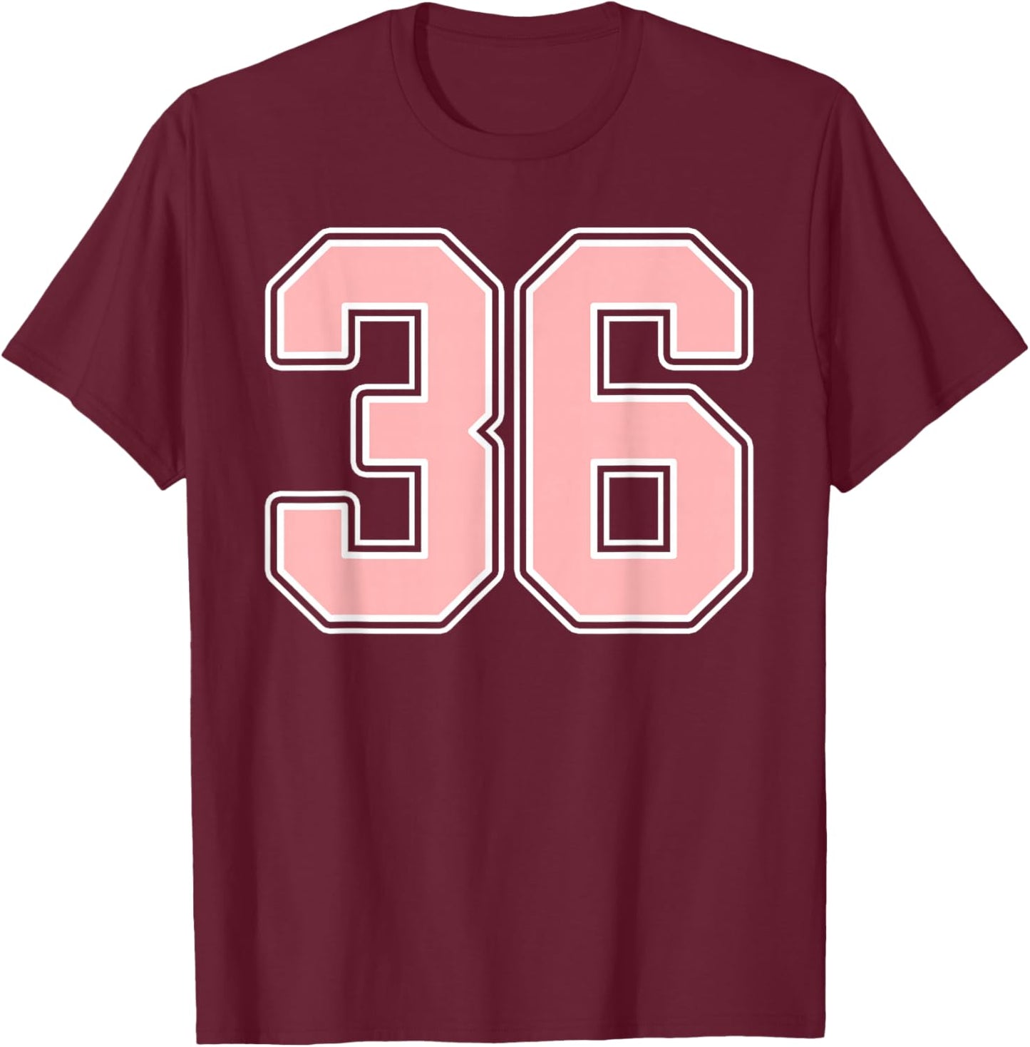 Cute Pink and White Number 36 Jersey Player Uniform #36 Fan T-Shirt - T-Shirt | Maroon